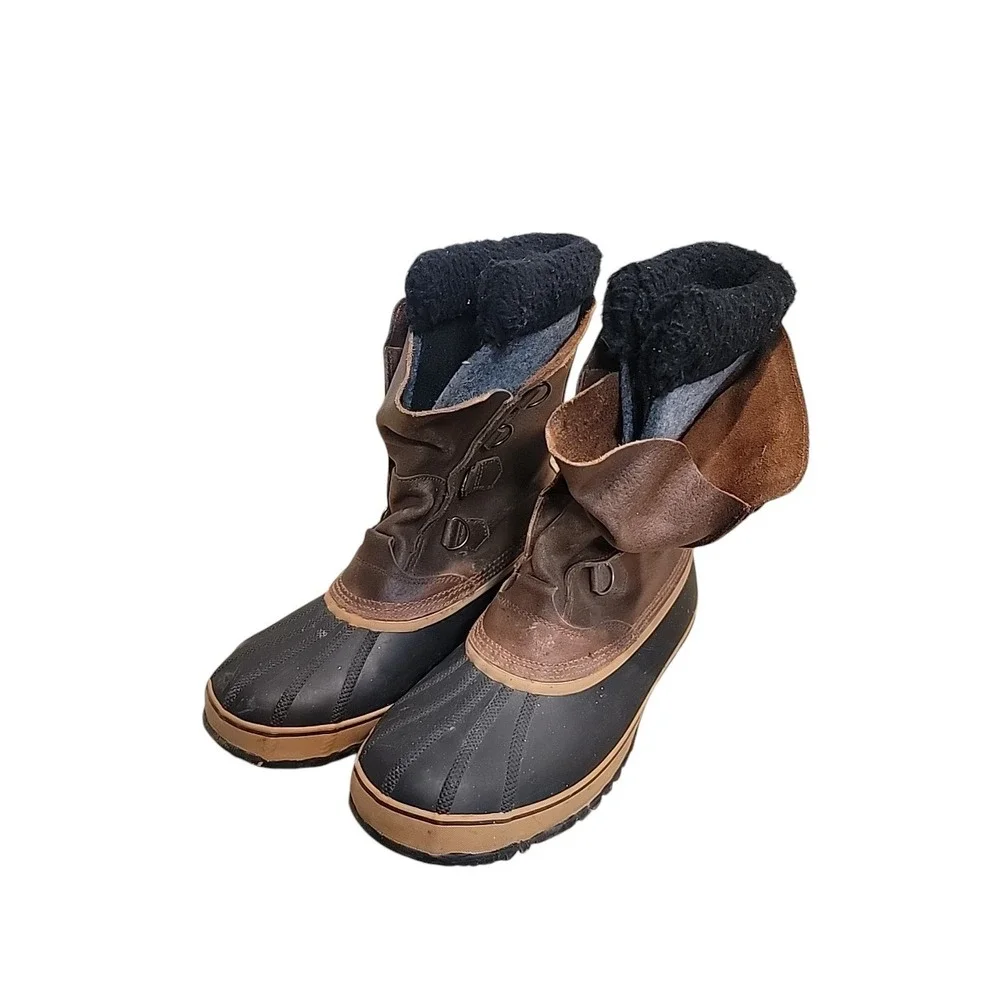 Sorel NM1439-200 Waterproof Snow Duck Rubber/Leather Boots Men's Size 14 Brown